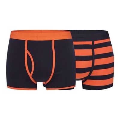J by Jasper Conran Big and tall pack of two navy and orange striped print keyhole trunks